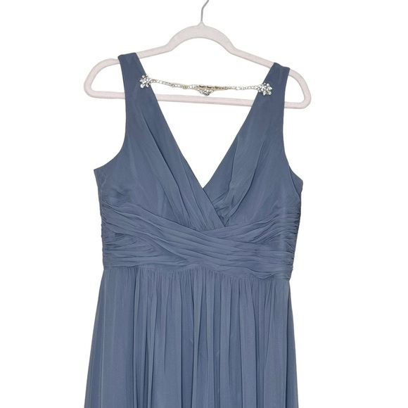 NWT Jenny Packham Gray Chiffon Bridesmaid Dress Gown With Necklace Size 12 - Picture 5 of 9